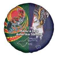 Manuʻa Islands and American Samoa Together Spare Tire Cover Rooster and Eagle Mascot National Map and Flag Style