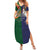 Manuʻa Islands and American Samoa Together Summer Maxi Dress Rooster and Eagle Mascot National Map and Flag Style