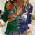 Manuʻa Islands and American Samoa Together Women Casual Shirt Rooster and Eagle Mascot National Map and Flag Style