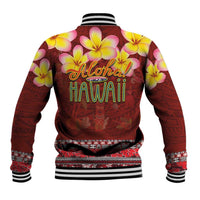 Aloha Plumeria Flowers Baseball Jacket With Hawaiian Style Tapa Tribal