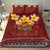 Aloha Plumeria Flowers Bedding Set With Hawaiian Style Tapa Tribal