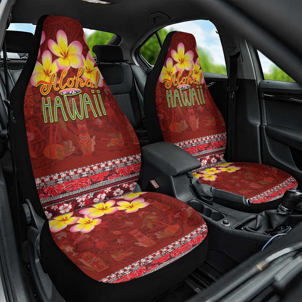 Aloha Plumeria Flowers Car Seat Cover With Hawaiian Style Tapa Tribal