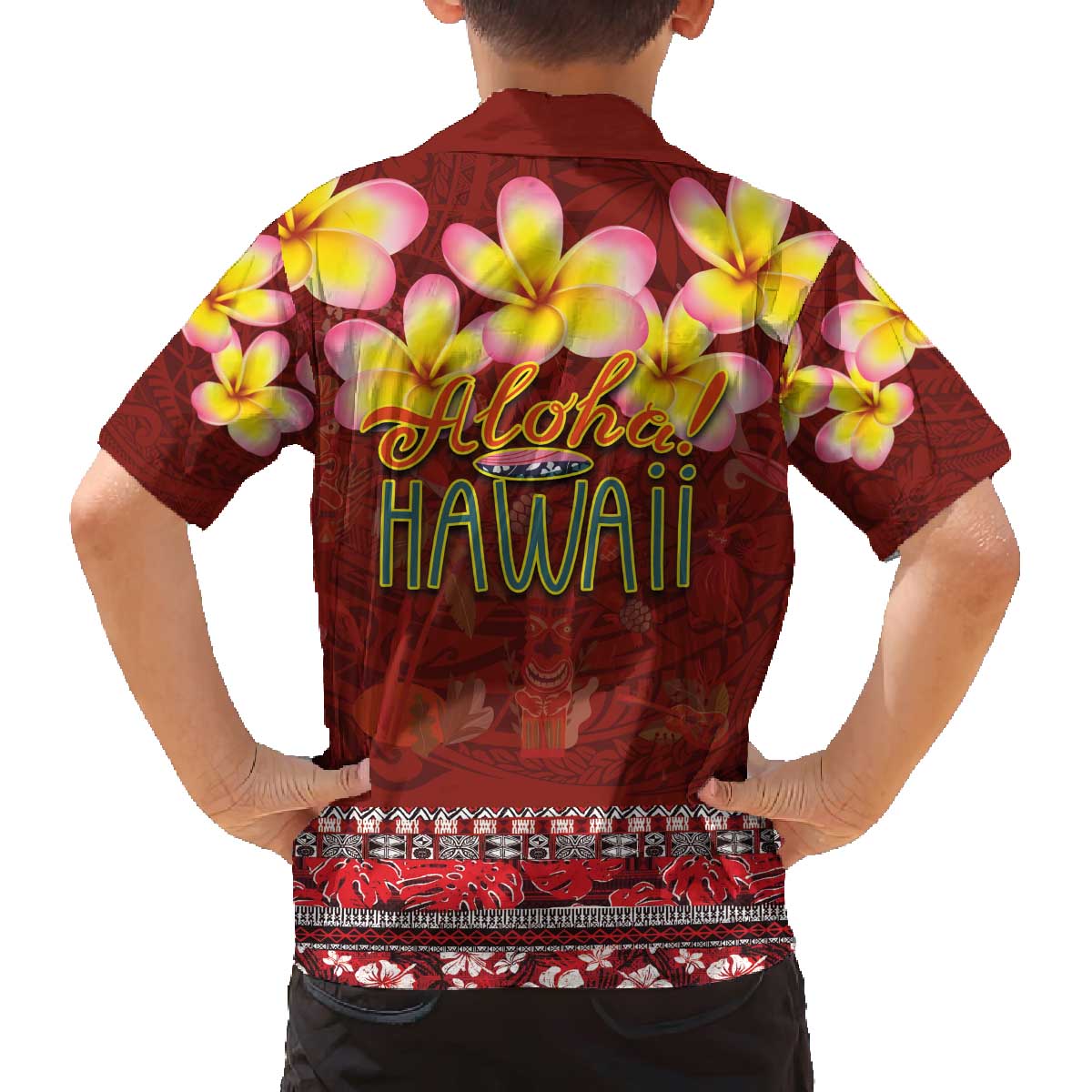 Aloha Plumeria Flowers Family Matching Puletasi and Hawaiian Shirt With Hawaiian Style Tapa Tribal LT03 - Polynesian Pride