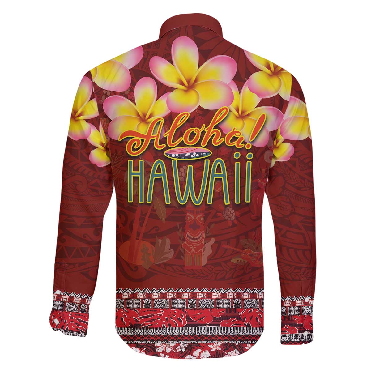Aloha Plumeria Flowers Family Matching Puletasi and Hawaiian Shirt With Hawaiian Style Tapa Tribal LT03 - Polynesian Pride