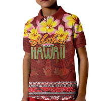 Aloha Plumeria Flowers Kid Polo Shirt With Hawaiian Style Tapa Tribal