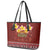 Aloha Plumeria Flowers Leather Tote Bag With Hawaiian Style Tapa Tribal