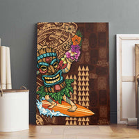 Hawaiian Tiki Mask Surfing Kakau Pattern Canvas Wall Art