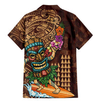 Hawaiian Tiki Mask Surfing Kakau Pattern Family Matching Mermaid Dress and Hawaiian Shirt