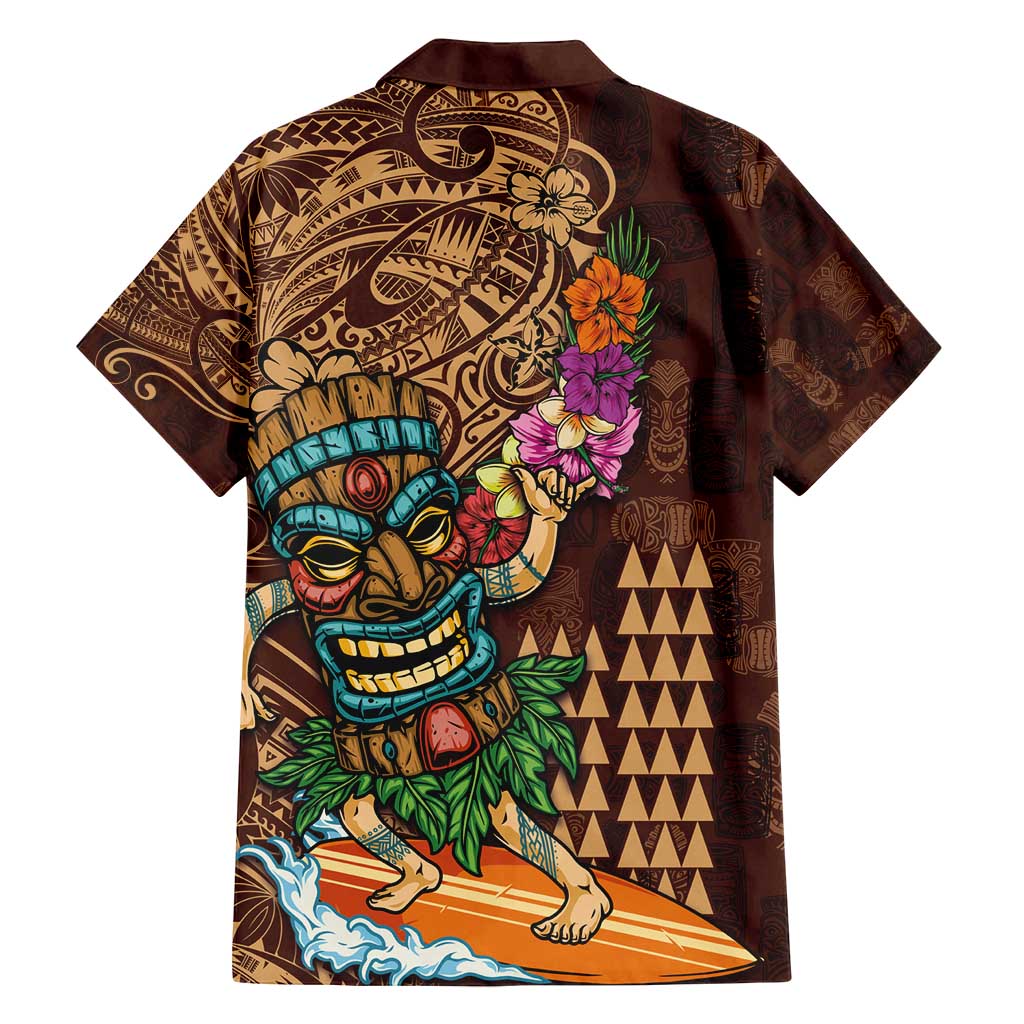 Hawaiian Tiki Mask Surfing Kakau Pattern Family Matching Summer Maxi Dress and Hawaiian Shirt