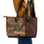 Hawaiian Tiki Mask Surfing Kakau Pattern Leather Tote Bag