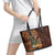 Hawaiian Tiki Mask Surfing Kakau Pattern Leather Tote Bag