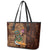 Hawaiian Tiki Mask Surfing Kakau Pattern Leather Tote Bag