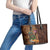 Hawaiian Tiki Mask Surfing Kakau Pattern Leather Tote Bag