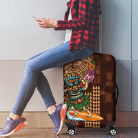Hawaiian Tiki Mask Surfing Kakau Pattern Luggage Cover