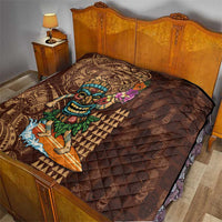 Hawaiian Tiki Mask Surfing Kakau Pattern Quilt