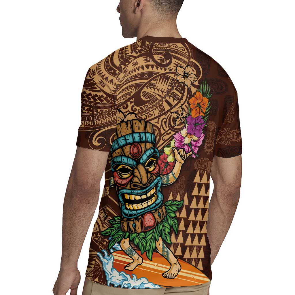 Hawaiian Tiki Mask Surfing Kakau Pattern Rugby Jersey