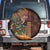 Hawaiian Tiki Mask Surfing Kakau Pattern Spare Tire Cover