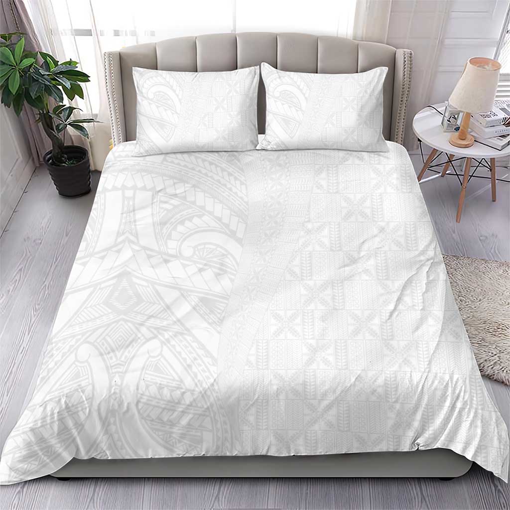 Niue White Sunday Bedding Set Hiapo Tribal Art Tattoos - Polynesian Pride