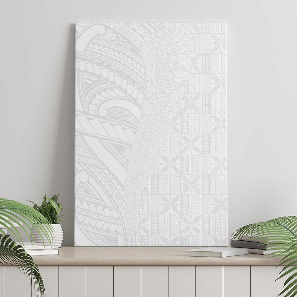 Niue White Sunday Canvas Wall Art Hiapo Tribal Art Tattoos - Polynesian Pride