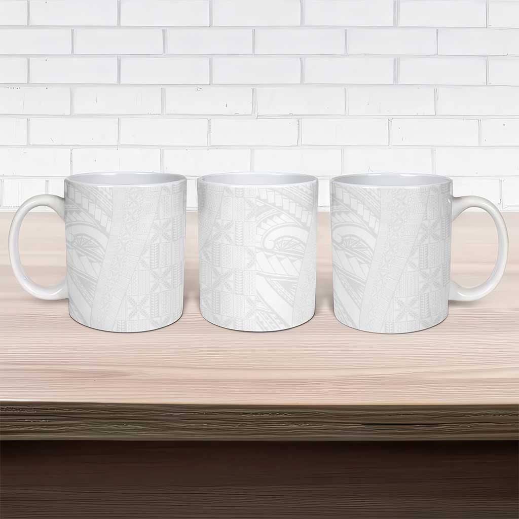 Niue White Sunday Ceramic Mug Hiapo Tribal Art Tattoos - Polynesian Pride