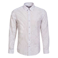 Niue White Sunday Family Matching Off Shoulder Short Dress and Hawaiian Shirt Hiapo Tribal Art Tattoos - Polynesian Pride