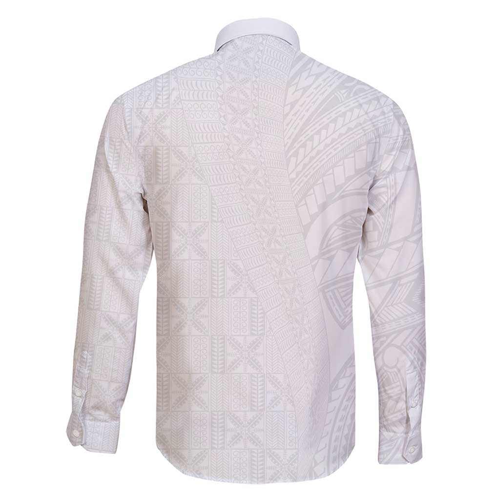 Niue White Sunday Family Matching Puletasi and Hawaiian Shirt Hiapo Tribal Art Tattoos - Polynesian Pride