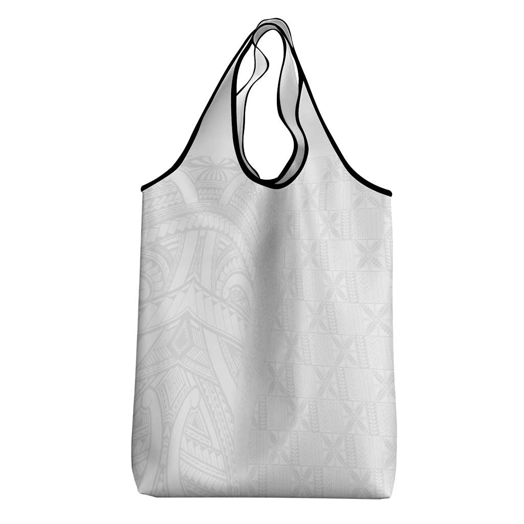 Niue White Sunday Grocery Bag Hiapo Tribal Art Tattoos - Polynesian Pride