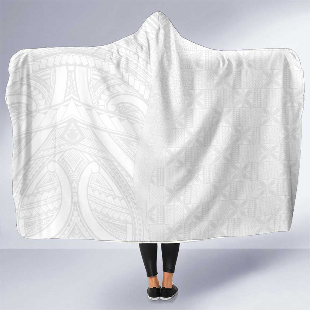 Niue White Sunday Hooded Blanket Hiapo Tribal Art Tattoos - Polynesian Pride