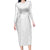 Niue White Sunday Long Sleeve Bodycon Dress Hiapo Tribal Art Tattoos - Polynesian Pride
