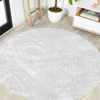 Niue White Sunday Round Carpet Hiapo Tribal Art Tattoos - Polynesian Pride
