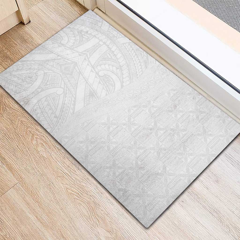Niue White Sunday Rubber Doormat Hiapo Tribal Art Tattoos - Polynesian Pride