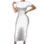 Niue White Sunday Short Sleeve Bodycon Dress Hiapo Tribal Art Tattoos - Polynesian Pride
