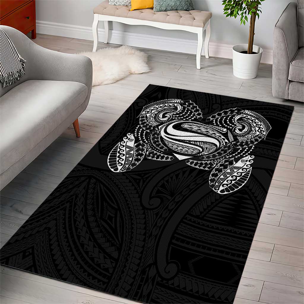 Super Samoan Traditional Tribal Art Tattoos Area Rug Black Color - Polynesian Pride