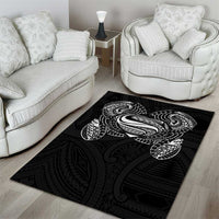 Super Samoan Traditional Tribal Art Tattoos Area Rug Black Color - Polynesian Pride