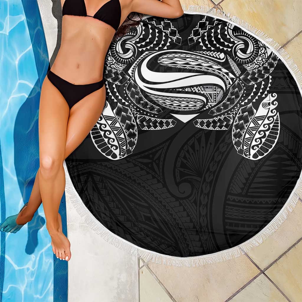 Super Samoan Traditional Tribal Art Tattoos Beach Blanket Black Color - Polynesian Pride