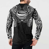 Super Samoan Traditional Tribal Art Tattoos Button Sweatshirt Black Color - Polynesian Pride