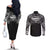 Super Samoan Traditional Tribal Art Tattoos Couples Matching Off The Shoulder Long Sleeve Dress and Long Sleeve Button Shirt Black Color - Polynesian Pride