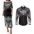 Super Samoan Traditional Tribal Art Tattoos Couples Matching Puletasi and Long Sleeve Button Shirt Black Color - Polynesian Pride