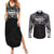Super Samoan Traditional Tribal Art Tattoos Couples Matching Summer Maxi Dress and Long Sleeve Button Shirt Black Color - Polynesian Pride