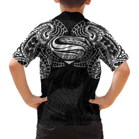 Super Samoan Traditional Tribal Art Tattoos Family Matching Long Sleeve Bodycon Dress and Hawaiian Shirt Black Color - Polynesian Pride