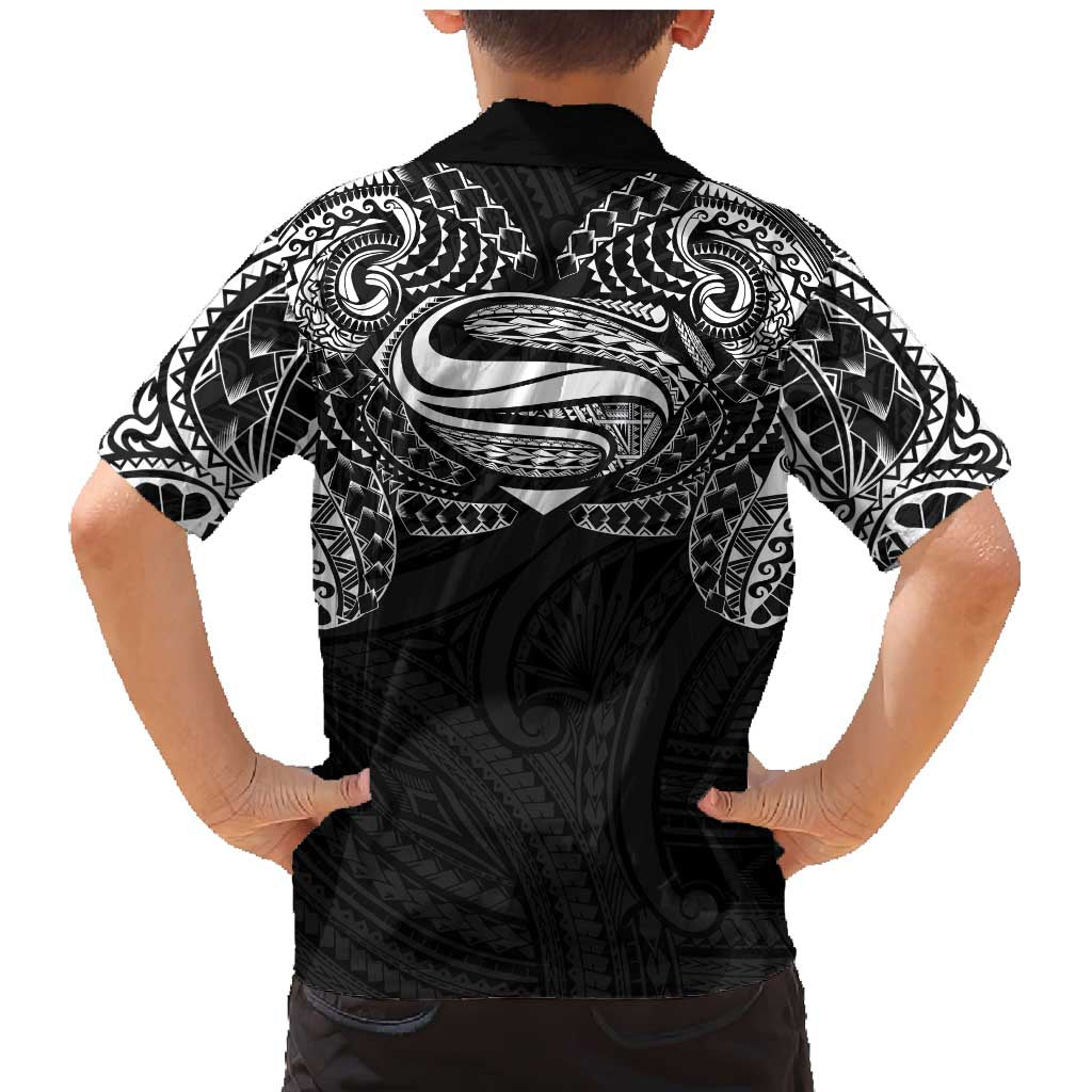 Super Samoan Traditional Tribal Art Tattoos Family Matching Mermaid Dress and Hawaiian Shirt Black Color - Polynesian Pride