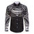 Super Samoan Traditional Tribal Art Tattoos Family Matching Off Shoulder Maxi Dress and Hawaiian Shirt Black Color - Polynesian Pride