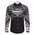 Super Samoan Traditional Tribal Art Tattoos Family Matching Short Sleeve Bodycon Dress and Hawaiian Shirt Black Color - Polynesian Pride