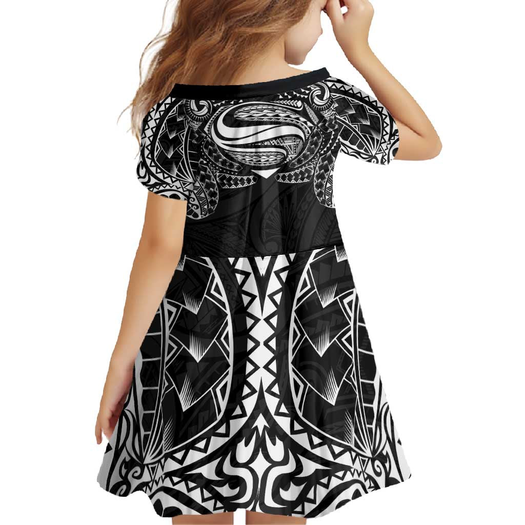 Super Samoan Traditional Tribal Art Tattoos Family Matching Tank Maxi Dress and Hawaiian Shirt Black Color - Polynesian Pride