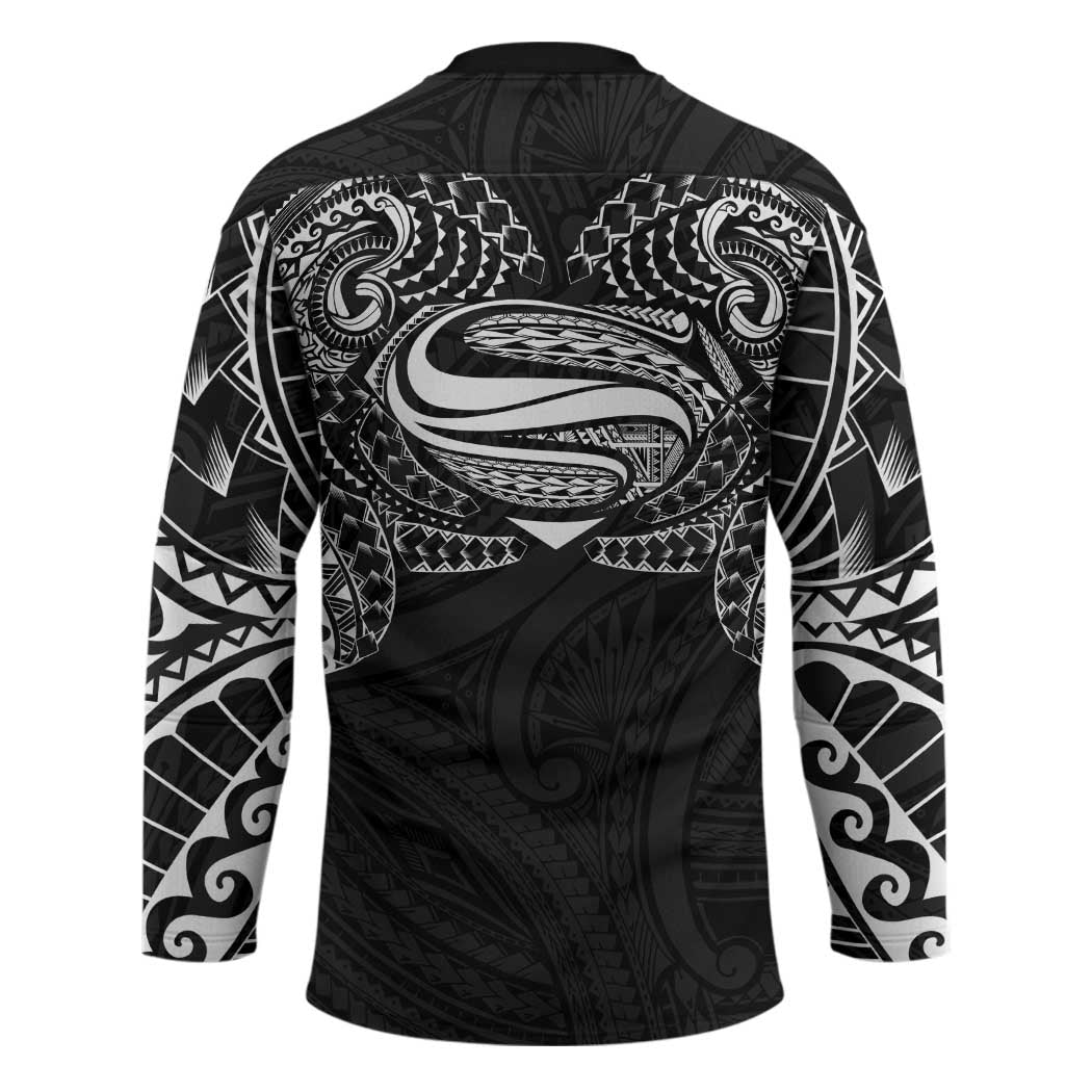 Super Samoan Traditional Tribal Art Tattoos Hockey Jersey Black Color - Polynesian Pride