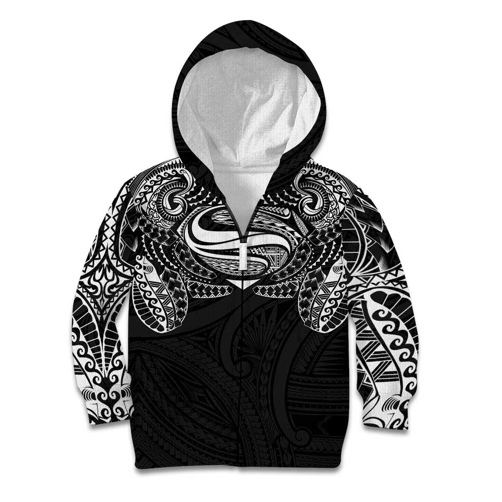 Super Samoan Traditional Tribal Art Tattoos Kid Hoodie Black Color - Polynesian Pride