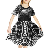 Super Samoan Traditional Tribal Art Tattoos Kid Short Sleeve Dress Black Color - Polynesian Pride