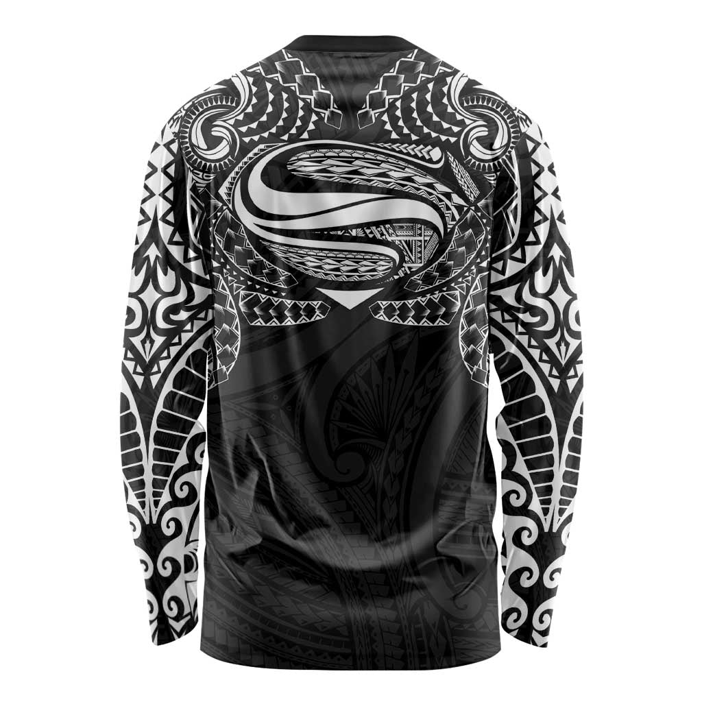 Super Samoan Traditional Tribal Art Tattoos Long Sleeve Shirt Black Color - Polynesian Pride