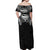 Super Samoan Traditional Tribal Art Tattoos Off Shoulder Maxi Dress Black Color - Polynesian Pride