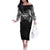 Super Samoan Traditional Tribal Art Tattoos Off The Shoulder Long Sleeve Dress Black Color - Polynesian Pride